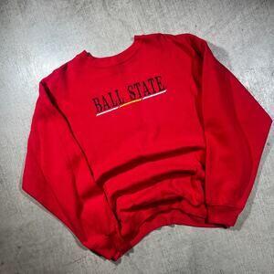 Vintage 80s Ball State Crewneck Sweatshirt Red XL